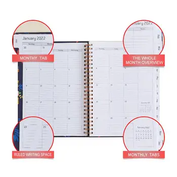 Этикетка с индексом ежедневника, месяца, Эластичная застежка, Гладкий дневник для записей, Календарь для студентов