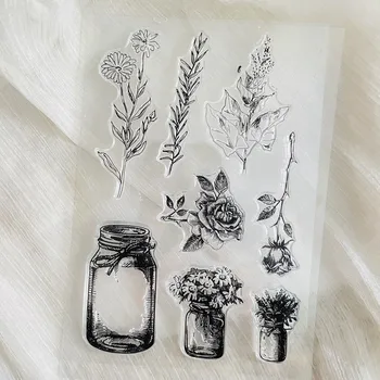 прозрачная печать для бутылочного растения, листьев цветка, прозрачный силиконовый штамп, лист для скрапбукинга, украшение фотоальбома.