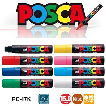Маркер UNI POSCA PC-17K, 15-миллиметровые маркеры, японские художественные ручки Mrker для рекламных плакатов, граффити на водной основе, Акриловый маркер