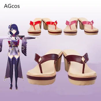 AGCOS Genshin Impact Raiden Shogun, обувь для косплея, женская рождественская обувь на высоком каблуке Cos