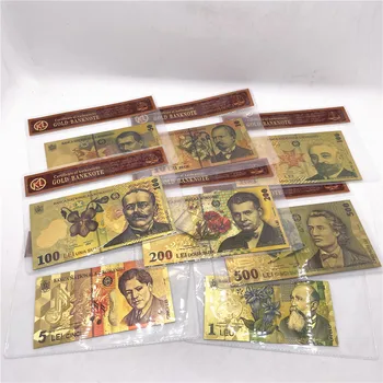 1 шт. Пластиковая банкнота из цветной золотой фольги Румынская сувенирная валюта к 100-летию объединения Румынии фальшивые деньги
