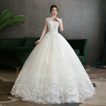 Vestido De Noiva 2021 Новое Элегантное платье невесты без рукавов на шнуровке, бальное платье принцессы, Роскошные Свадебные платья Нестандартного размера
