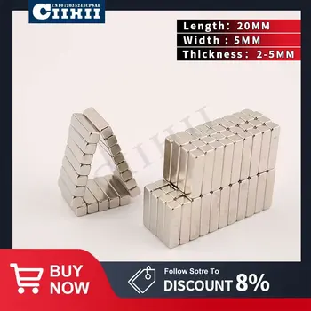 CiiHii 10-50шт Неодимовый магнит Супер Сильные Мощные Магниты N35 Прямоугольный Толстый блок Постоянного магнита 20*5*2/3/4/5 мм