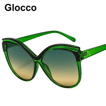 Зеленые Негабаритные Солнцезащитные очки Женские 2022 Классические Популярные Солнцезащитные очки в большой оправе с красочными круглыми модными Градиентными Очками Oculos UV400