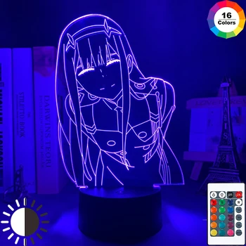 Светодиодный ночник с фигуркой Zero Two, настольная 3D лампа для декора спальни, светильник, подарок аниме Waifu, Дорогая, Лампа Franxx Zero Two