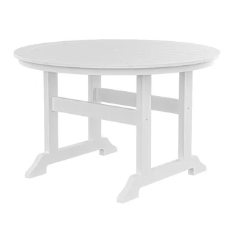 Круглый обеденный стол из полиэтилена высокой плотности\  Белый Белый полиэтилен высокой плотности [на складе в США]