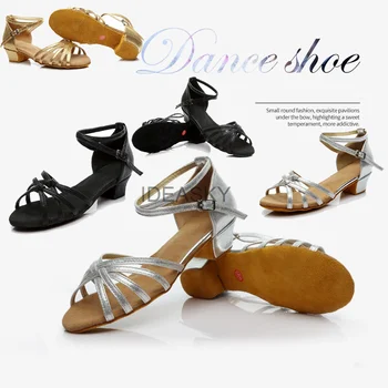 Оптовая продажа Детской обуви для латиноамериканских танцев, женской обуви для танцев бального танго, танцевальной обуви для девочек, детских сандалий для сальсы на низком каблуке