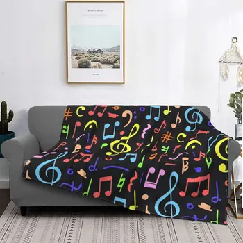 Фланелевое одеяло с рисунком музыкальной ноты, весна-осень, красочные многофункциональные сверхмягкие покрывала для дивана, покрывала для спальни