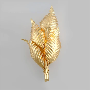 Американская ретро-золотая фольга из пальмовых листьев, изготовленная из старой настенной лампы, зеркальные фары для галереи