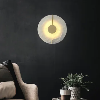 Скандинавский креативный мраморный настенный светильник Modern Gold Copper Home Dece, настенный светильник для украшения гостиной, прикроватный круглый
