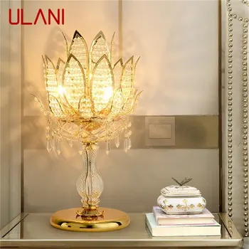 Роскошная настольная лампа ULANI Crystal Modern Gold Lotus Креативное украшение Светодиодный настольный светильник для дома Прикроватный