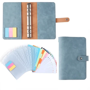 Бумажник-конверт для составления бюджета в стиле ретро из искусственной кожи A6 с 12 карманами, 12 бюджетными листами и наклейками