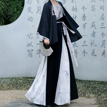 Винтажный костюм Ханфу из Балька, Китайское облегающее платье для выступлений, Женская плиссированная юбка с бамбуковой вышивкой, одежда династии Сун.