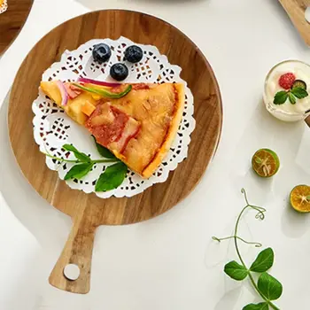 Домашняя деревянная тарелка для пиццы с длинной ручкой, высококачественная прочная разделочная доска, поднос для хлеба и крекеров в ресторане быстрого питания