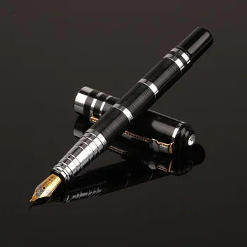 Металлическая черная авторучка с прямым/изогнутым концом/шариковая ручка для письма, практики каллиграфии, Фирменные Деловые подарки