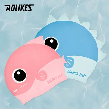 AOLIKES Новая плавательная шапочка для бассейна с милым мультфильмом для детей, Водонепроницаемая Защита ушей, длинные волосы, спортивная шапочка для плавания для мальчиков и девочек