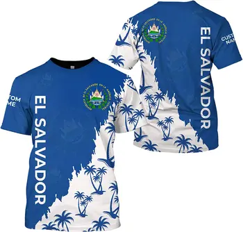 Летняя футболка El Salvador, Сделай сам, Бесплатное Пользовательское имя, Номер, Мужская И женская Футболка С 3D принтом, Мужская одежда с круглым вырезом Оверсайз