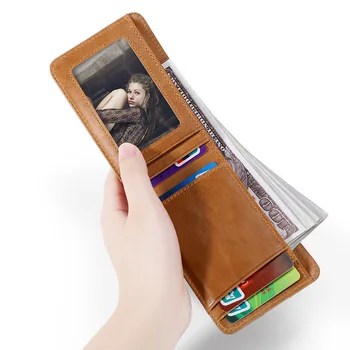 Мужской кошелек из натуральной кожи, вощеный долларовый кошелек из воловьей кожи, ультратонкая упаковка для мелочи