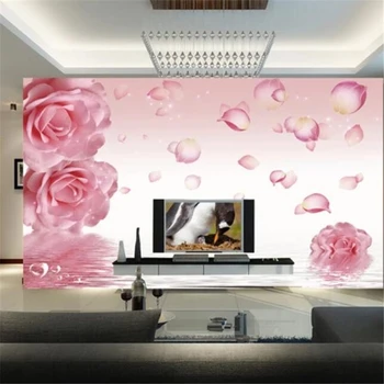 beibehang papier peint Пользовательские обои 3d фреска водяная роза ТВ фон украшение стен живопись гостиная спальня обои