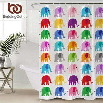 Комплект постельного белья Rainbow Elephant Занавеска для душа пастельная Водонепроницаемая занавеска из полиэстера в стиле бохо для ванной комнаты с крючками