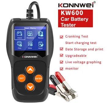 Тестер автомобильного аккумулятора KONNWEI KW600 12 В от 100 до 2000CCA, 12 Вольт, Инструменты для быстрой зарядки автомобиля, диагностика