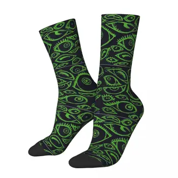 Счастливые Забавные Мужские Носки Лаймово-Зеленого Цвета В Винтажном стиле Harajuku Cthulhu Mythos Street Style Casual Crew Crazy Sock Подарочный Узор С Принтом