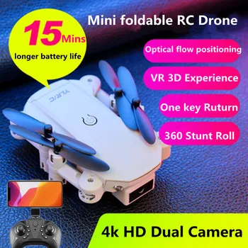 Мини Складной Квадрокоптер с дистанционным управлением с двойной камерой 4K HD и 360-градусным оптическим позиционированием One Key Ruturn 4K RC Drone Игрушки Подарки