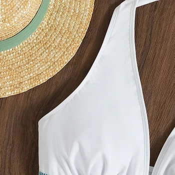 Женский купальник, удобный модный купальник с принтом из 2 предметов, пляжная одежда с эффектом пуш-ап, бикини с высокой талией и плоским углом наклона.