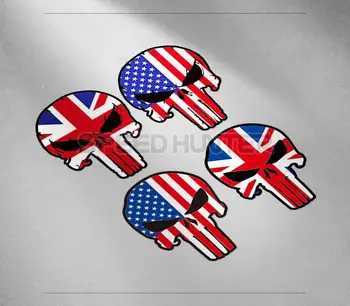 Винтажный американский флаг Великобритании С черепом, Виниловые светоотражающие наклейки JDM, гоночные наклейки для мотоциклов, наклейки для грузовиков, фургонов, стен, ноутбука