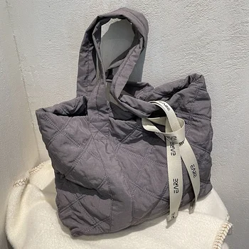 Бренд 2023, нейлоновая стеганая сумка-шоппер, мягкие сумки с короткими ручками, роскошные Большие женские сумки, женские Мягкие теплые сумки через плечо