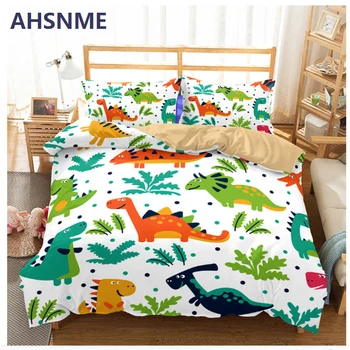 AHSNME Комплект постельного белья с рисунком динозавра из мультфильма, стеганое одеяло с рисунком Тираннозавра, любимый домашний текстиль мальчика, размер из разных стран для AU/US/EU/RU