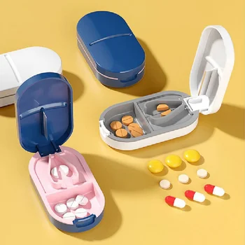 Маленький резак для таблеток, портативная коробка для лекарств, контейнер для таблеток, Водонепроницаемый дорожный футляр, Разделитель таблеток, таблетка витаминов