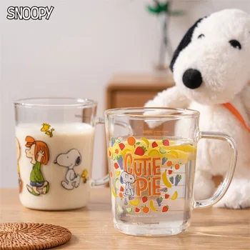 Стакан для воды Snoopy, чашка для молока Kawaii, детский стакан с накипью, подогрев в микроволновой печи, Соломенная чашка для детского молока, чашка для воды в доме
