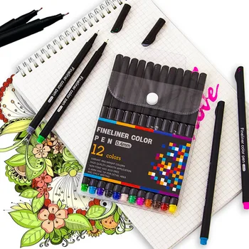 0,4 мм Контурная ручка для рисования сверхтонкими маркерами 12-100 цветов Набор ручек Хайлайтер Школьные Корейские канцелярские принадлежности для художественной живописи