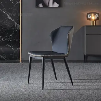 Итальянские обеденные стулья из углеродного волокна, кожа для гостиной, Современная креативная бытовая мебель для столовой, Скандинавская библиотечная мебель