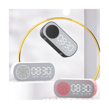 Беспроводной Bluetooth Динамик Часы Радио Двойной Будильник Поддержка TF Карты Звуковая Панель Цифровой Будильник для Домашнего Офиса Белый