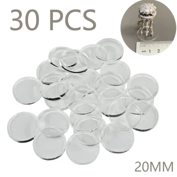 30ШТ 20 мм прозрачных круглых миниатюрных подставок подходят для настольных игровых миниатюр, пластиковых подставок для показа фигурок, аксессуаров для RPG