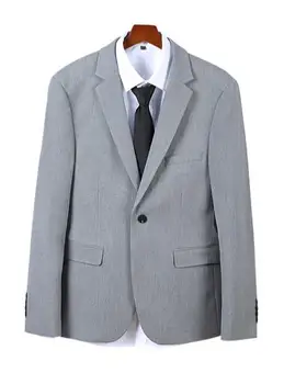 Мужской костюм нового стиля, однотонный, с длинным рукавом, однобортный, свободного покроя, хлопковый пиджак A70