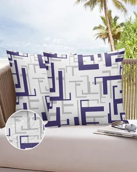 Геометрия современного искусства Фиолетово-серая Водонепроницаемая наволочка для украшения домашнего офиса, наволочка для стула, дивана, чехла для подушки