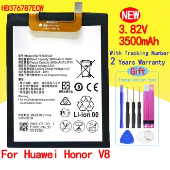 100% Новый Высококачественный Аккумулятор HB376787ECW 3500 мАч Для Телефона Huawei Honor V8 V 8 В Наличии Быстрая Доставка С Номером Отслеживания