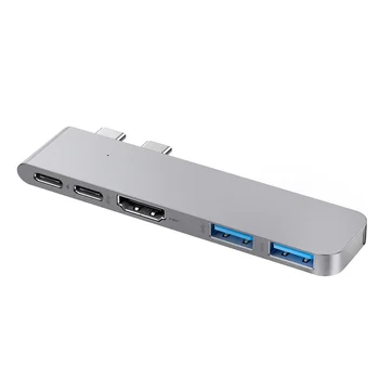 5-в-2 USB-C концентратор Type-C, док-станция, многопортовый адаптер с портом для зарядки данных USB3.0 4K HDMI USB C Только для MacBook Air Pro