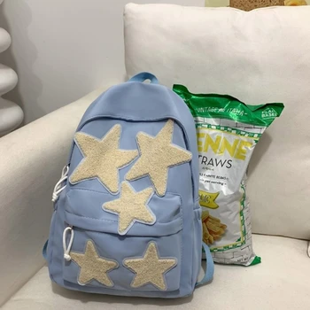 Новый школьный рюкзак с милым рисунком звезды, женская нейлоновая сумка через плечо, рюкзаки для девочек-подростков, модная женская дорожная сумка