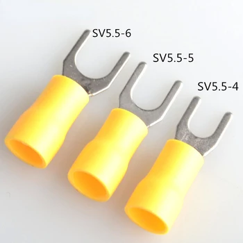 50ШТ SV5.5-4 SV5.5-5 SV5.5-6 Клеммный кабельный разъем Изолированная вилка-лопата Обжимной разъем