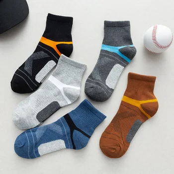 5 Пар черных мужских хлопчатобумажных носков, высококачественные повседневные носки для занятий спортом на открытом воздухе, подходящие для впитывания пота И дышащие носки