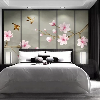 обои wellyu на заказ 3D фрески магнолия ручная роспись ручкой и цветком новые 3D обои для гостиной спальни в китайском стиле на стену