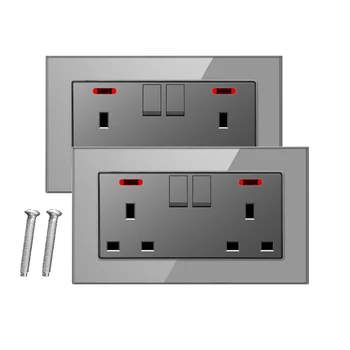 электрическая розетка 2шт 13A Electrical Evolve 2 порта USB серого цвета с двойным переключением для зарядки Офисная кухонная розетка с двойной вилкой для дома