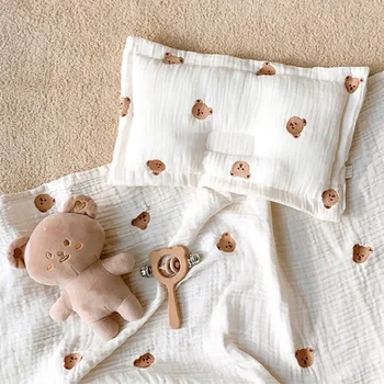 Постельное белье, детская подушка, Антискатывающаяся подушка Для сна, голова Медведя, Многофункциональная Дышащая Детская подушка для младенцев