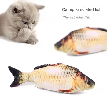 30 см Забавная реалистичная форма рыбы, домашняя кошка, котенок, дразнящий милую имитацию рыбы, играющую игрушкой, игрушка-подушка из кошачьей мяты, кукла