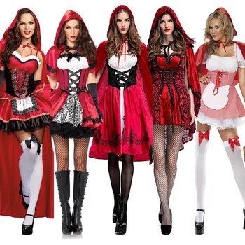 Размер S-6XL Женский костюм Красной Шапочки на Хэллоуин, фантазийный халат для Девичника, игровая форма для косплея, маскарадный костюм