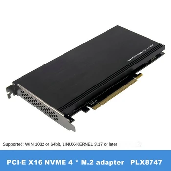 PCIe 3,0x16 PLX8747 до 4 Портов M.2 NVMe SSD Адаптер Карта Расширения Quad Mkey Конвертер Nvme в Pci-E для ПК 32G/bps win10 linux